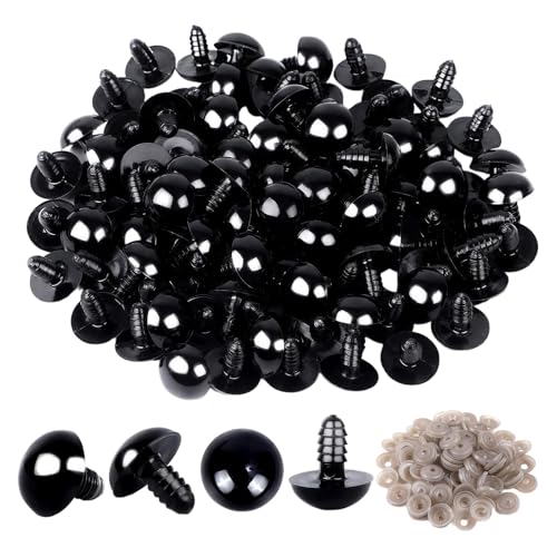 50Pcs 18mm/0.7inch Solid Black Plastic Safety Eyes with Washers