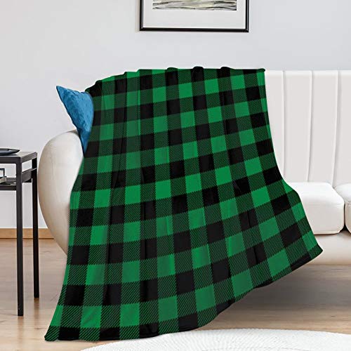 Fleece Flannel Throw Blanket Soft And Warm Air-Conditioned Quilts Smothness Home Blanket Black Green Lattice Grid Quadrille Pattern Bed Throws For Living Room, 60 X 80 Inches #TOP6