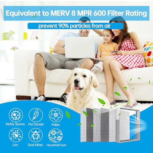 Image of UBeesize 20x25x4 Air Filter Reusable Washable | Fits 20x25x4 Slots, Actual Size: 19.37x24.37x3.58 inch,Permanent Electrostatic, for Honeywell, White Rodgers & More