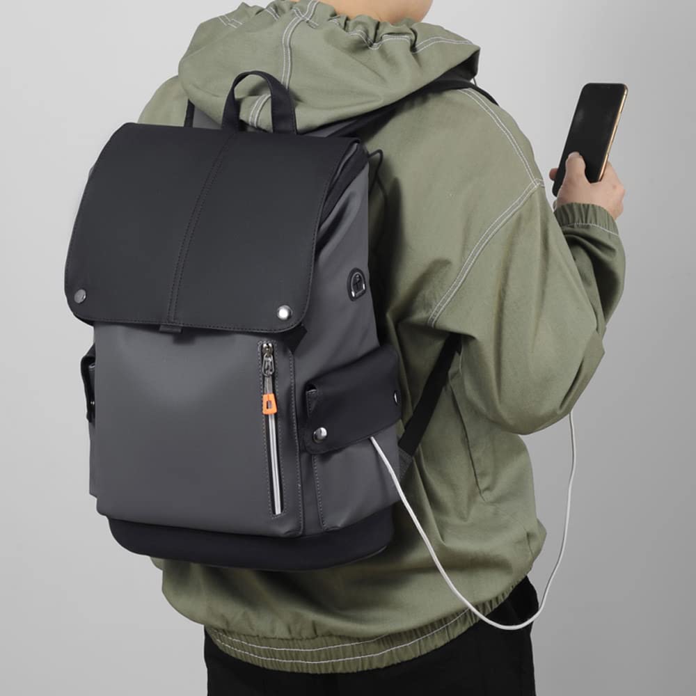Plecak dzienny, damski, męski, z przyłączem ładowania USB, kieszeń na laptopa, plecak dzienny, plecak szkolny, wodoszczelny, czarny, L31/W16/H43