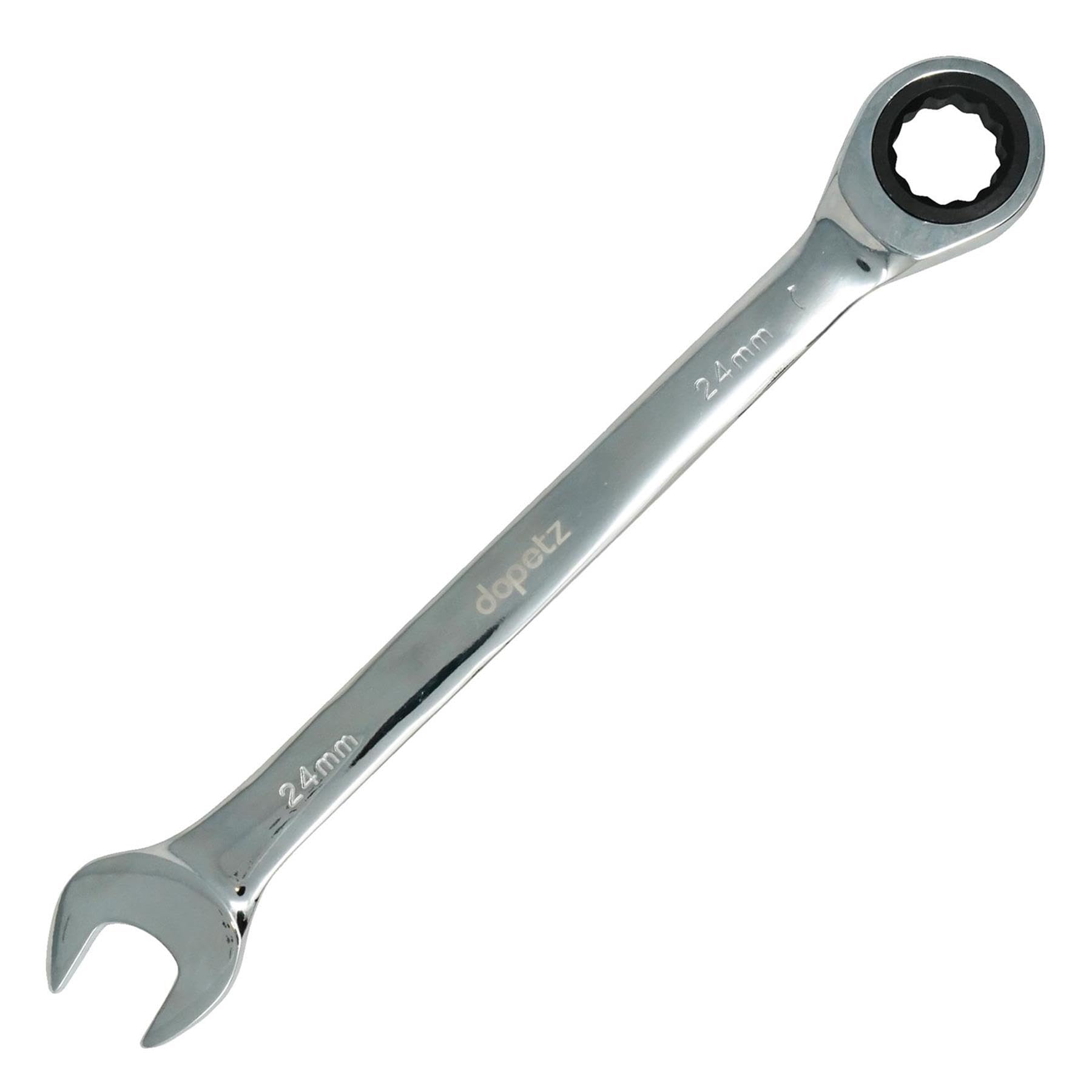 Dapetz ® Fixed Head Ratchet Spanner 24mm Chrome Vanadium Steel Forged Ratcheting Fixed Head Spanner Combination Wrench Open End Chrome Plated Spanner