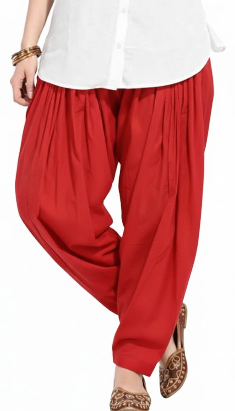 djs group Women's Semi Cotton Patiala Pants, Pleated Design with Drawstring-picture-48