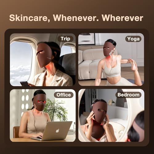 Image of JOVS 3D Red Light Therapy Mask for Face, 328 LEDs Full Face Coverage, 4 Light Modes Cordless LED Light Therapy Face Mask for The Look of Wrinkles, Home Use Skincare Device