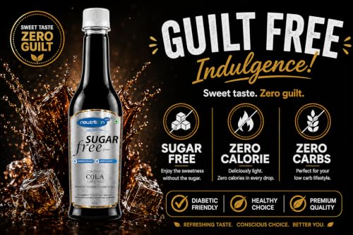 Image of Newtrition Plus Redefining Nutrition Sugar Free DIET COLA Mixer Syrup - Pack of 2 (500 ml each) - Zero Calorie, Diabetic Friendly, Keto Friendly