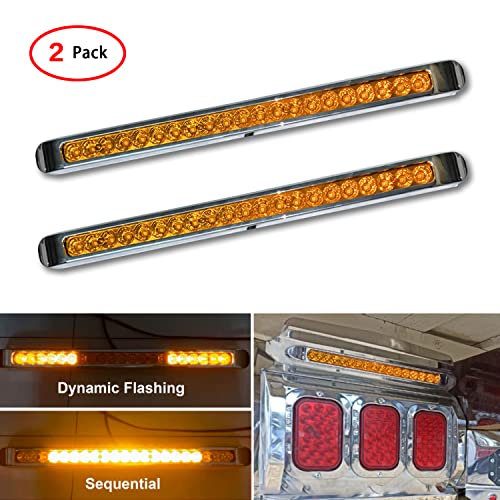 Treeligo 2X 17.5 Inch Strobe Led Trailer Light Bar Stop Tail Light Marker Truck Clearance Lights Amber Emergency Flashing Led Traffic Advisor Strobe Light Bar 12-30V Floating Voltage,Ip66 Waterproof #TOP4