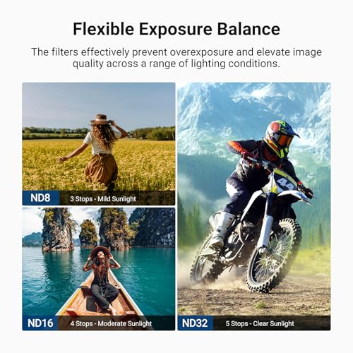 Image of NEEWER CPL + ND Filter Set Compatible with DJI Osmo Action 6 Only, 4 Pack ND8 /16 /32 Adjustable Circular Polarizing, Lens Polarizer, Screw On Multicoated Action Camera Photography Accessories, FL-B100