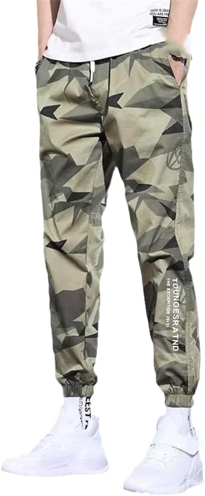 Streetwear Casual Camouflage Jogger Pants Men Tactical Military Trousers Drawstring Elastic Waist Male Cargo