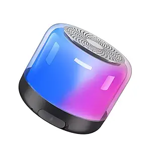 Ultra Mini Wireless RGB Light Bluetooth Speaker with Color Changing LEDs Compact Portable Bluetooth Speaker with 60-Minute Battery Life, Power Button Control and Multicolor LED Lights