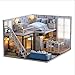 Sooiy Rompecabezas de Madera de Bricolaje, Muebles de casa de muñecas, Modelo de casa pequeña, Muebles creativos artesanía Rompecabezas Educativo Juego de Regalo Conjunto Azul Claro 3-D Puzzles