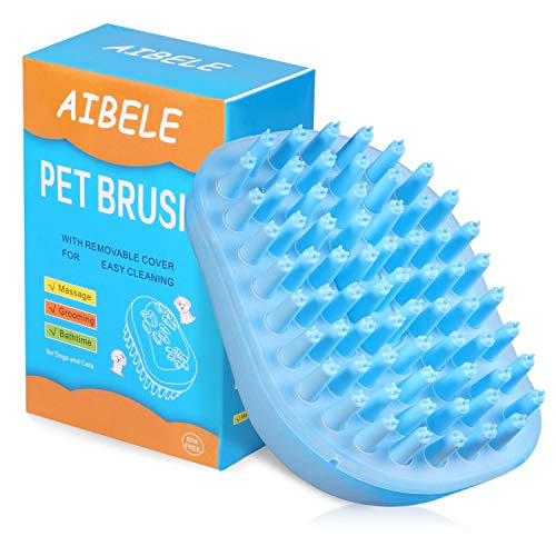 AIBELE Dog Bath Brush,Massage Grooming Brush for Dogs and Cats,Soft Pet Shampoo Brush for Shedding Hair