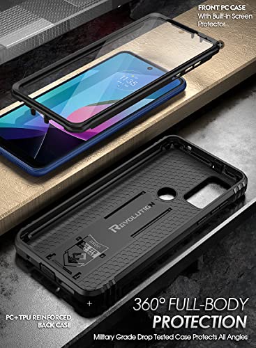 Poetic Revolution Series Case for Motorola Moto G Play (2023), Full-Body Rugged Dual-Layer Shockproof Protective Cover with Kickstand and Built-in-Screen Protector, Black - Thumbnail 2