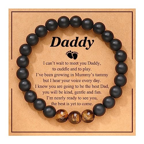 New Dad Gifts For Men, Daddy Dad To Be Gifts For 1St First Time Dad Gifts From Wife, First Fathers' Day Christmas Gifts For New Expectant Dad Bracelet, Pregnancy Announcement Gifts For Dad, New Parents Gifts For Gender Reveal #TOP10