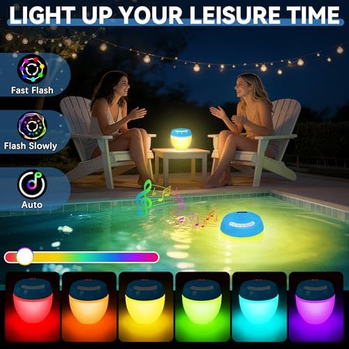 FluSing 3 in 1 Floating Pool Speaker with Digital Thermometer, TWS Speaker - 2