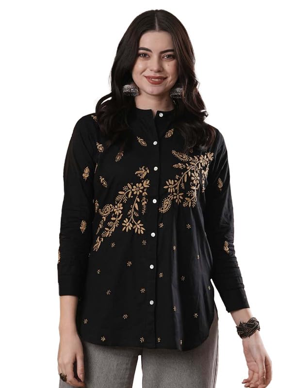 Image of Ada Hand Embroidered Lucknowi Chikankari Cotton Top for Women A911222