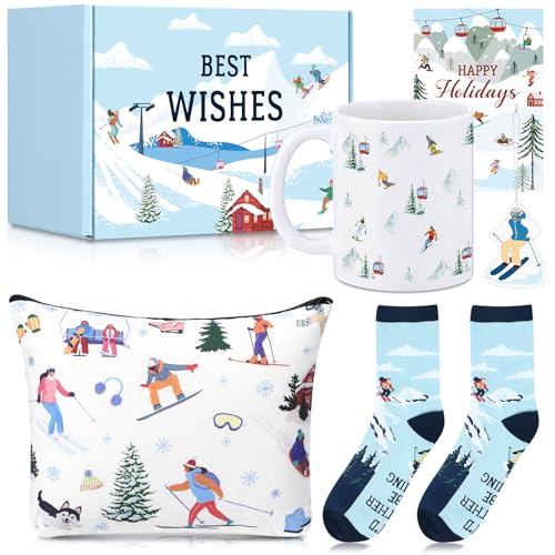 Potchen 6 Pcs Ski Gifts Set Winter Skiing Ceramic Mug,