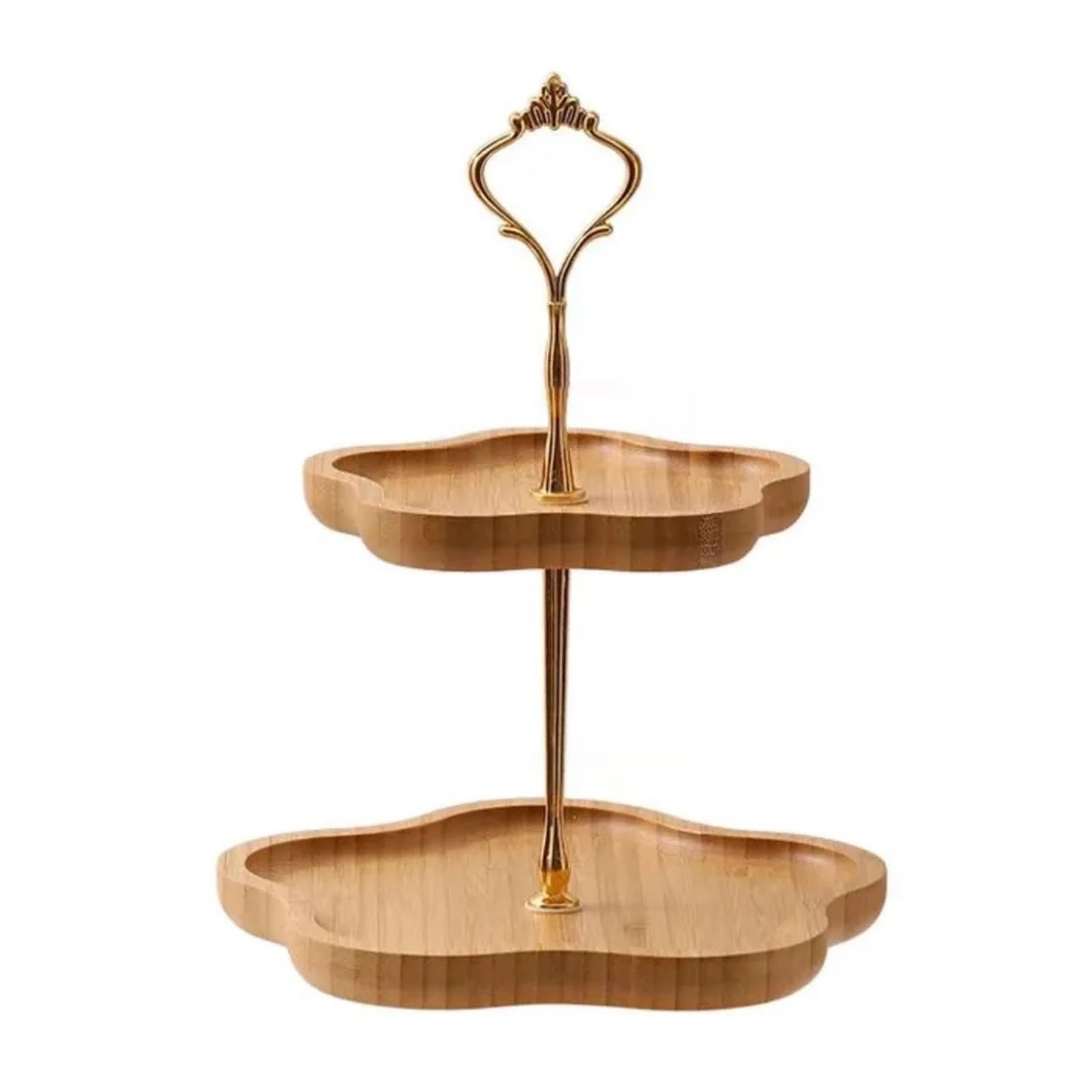 Compatible For Flower-Shaped Cake Display Stand 2/3Layer Bamboo Dried Fruit Large Capacity Eco-friendly Candy Dessert(3 Layered)