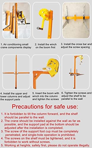 icVantA Hand-cranked Small Crane+Bracket Air Conditioner External Machine Crane, Repair Lift Bracket Portable Lifting Machine 1pcs Set (Color : Only Shelf not Winch) (with 10M Winch)