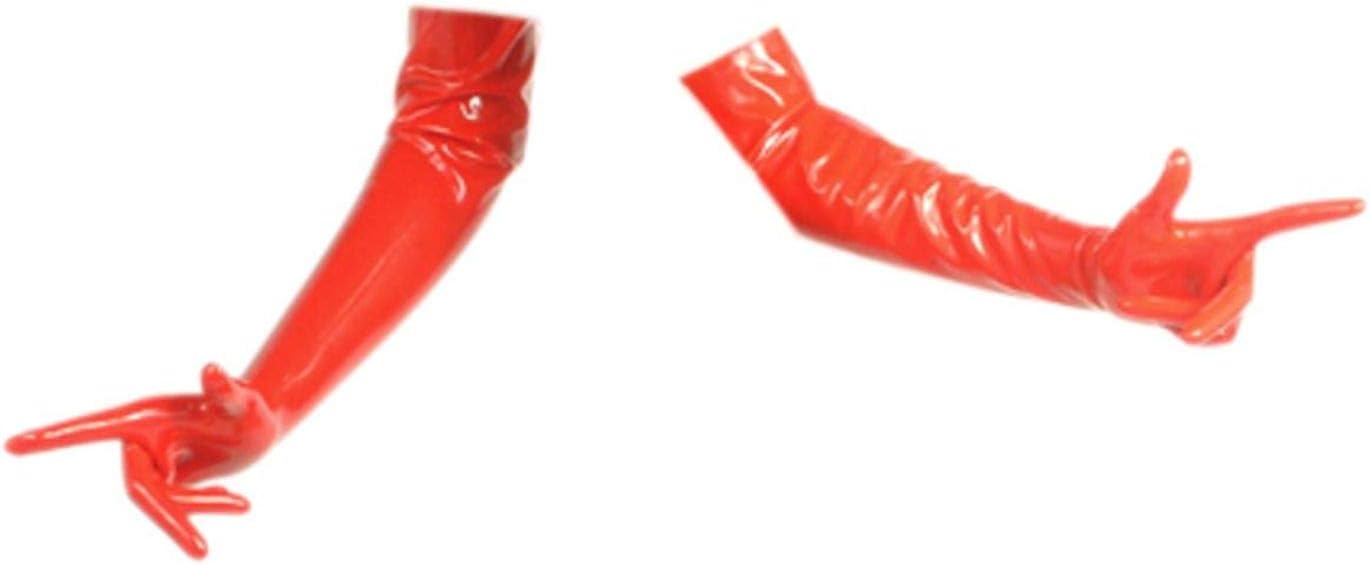 Premium Latex Elbow Gloves (Mid Length) Fetish - Red (Medium - Washed & Shined)