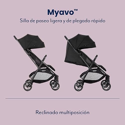 Miniatura 4 de Graco - Myavo Silla De Paseo Ligera Y De Plegado Rápido, Desde El Nacimiento Hasta Los 4 Años Aprox. 22 Kg , Con Cubierta Para La Lluvia, Color Midnight