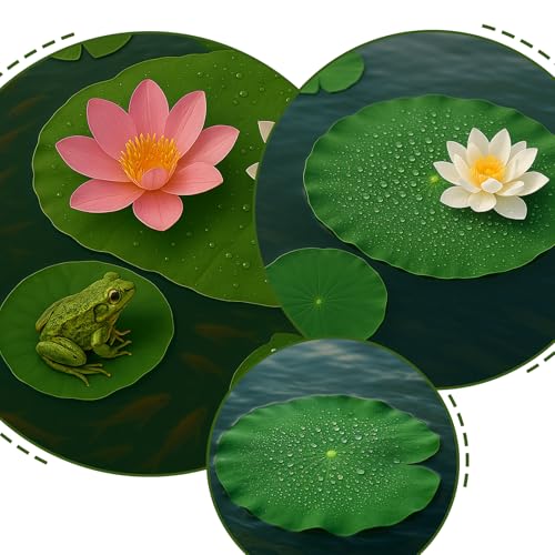 6 Stück Künstliche Lotusblätter, Seerosen Künstlich Laub, Lilien Pads schwimmender Schaumstoff Lotusblätter, Realistische Seerosen Pads, Künstliche Seerosenblätter, für Terrasse Koi Fisch Teich Pool