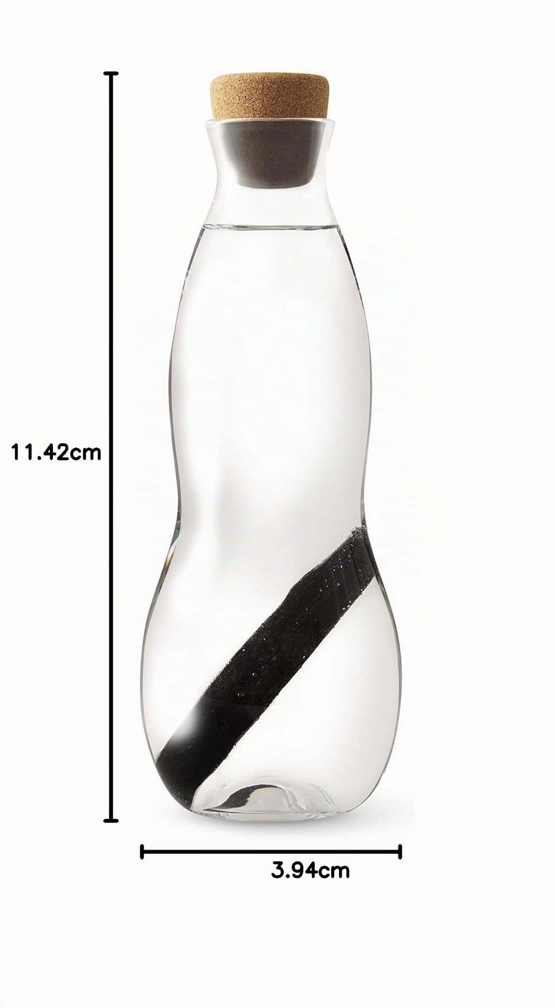 BLACK + BLUM - Carafe en Verre Borosilicate avec Bâton Charbon Actif Binchotan - Purification de l'Eau - Hydratation Saine - Durée de Vie 6 Mois - 800ml