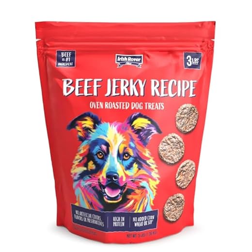 (1 Pack), Irish~Rover Brisket Jerky, Oven Roasted Dog Treats, Net Weight ~ 48 Oz 3 Lbs (1.36 kg) ~ Beef as The #1 Ingredient, No Added Corn Wheat or Soy, and No Artificial Flavors, preservatives,