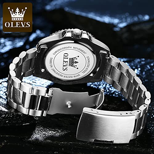 Image of OLEVS Luxury Watches for Men Big Stainless Steel Waterproof Quartz Analog