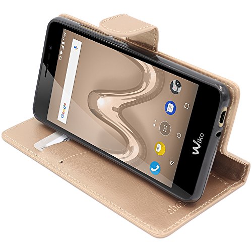 ebestStar - Coque Compatible avec Wiko Tommy 2 Etui PU Cuir Housse Portefeuille Porte-Cartes Support Stand, Or/Doré [Appareil: 145 x 72.7 x 9.19mm, 5.0'']