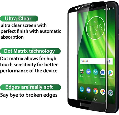 Image of Screen Protector for Motorola Moto G6 Play (Black) Tempered Glass Edge-to-Edge 6D Screen Guard With Installation Kit