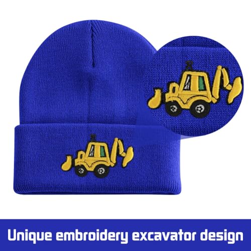 Cute Embroidery Excavator Dinosaur Toddler Kids Beanie Caps Soft Warm Baby Knitted Winter Hat for Boys Girls Age 3-103