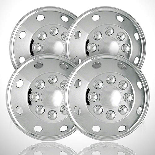 4-pack of 16.5' Metal Clip Retention Chrome 8 Hole Wheel Simulators