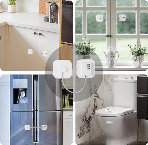 Image of Cabinet Locks with Combination,Fridge Lock,Closet Locks(White 4pcs)