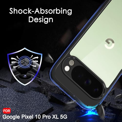 Image of TheGiftKart Ultra-Hybrid Shockproof Back Cover Case for Google Pixel 10 Pro XL | Camera Protection Bump | Hard Back Cover Case for Pixel 10 Pro XL (PC & TPU, Transparent Clear Back, Black Sides)