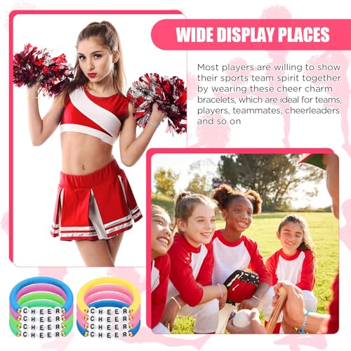 Image of Landical 24 Pcs Cheerleader Gifts Stackable Clay Bead Cheer Bracelets Friendship Bracelets Senior Night Cheer Gifts for Girls(Macaron Colors)