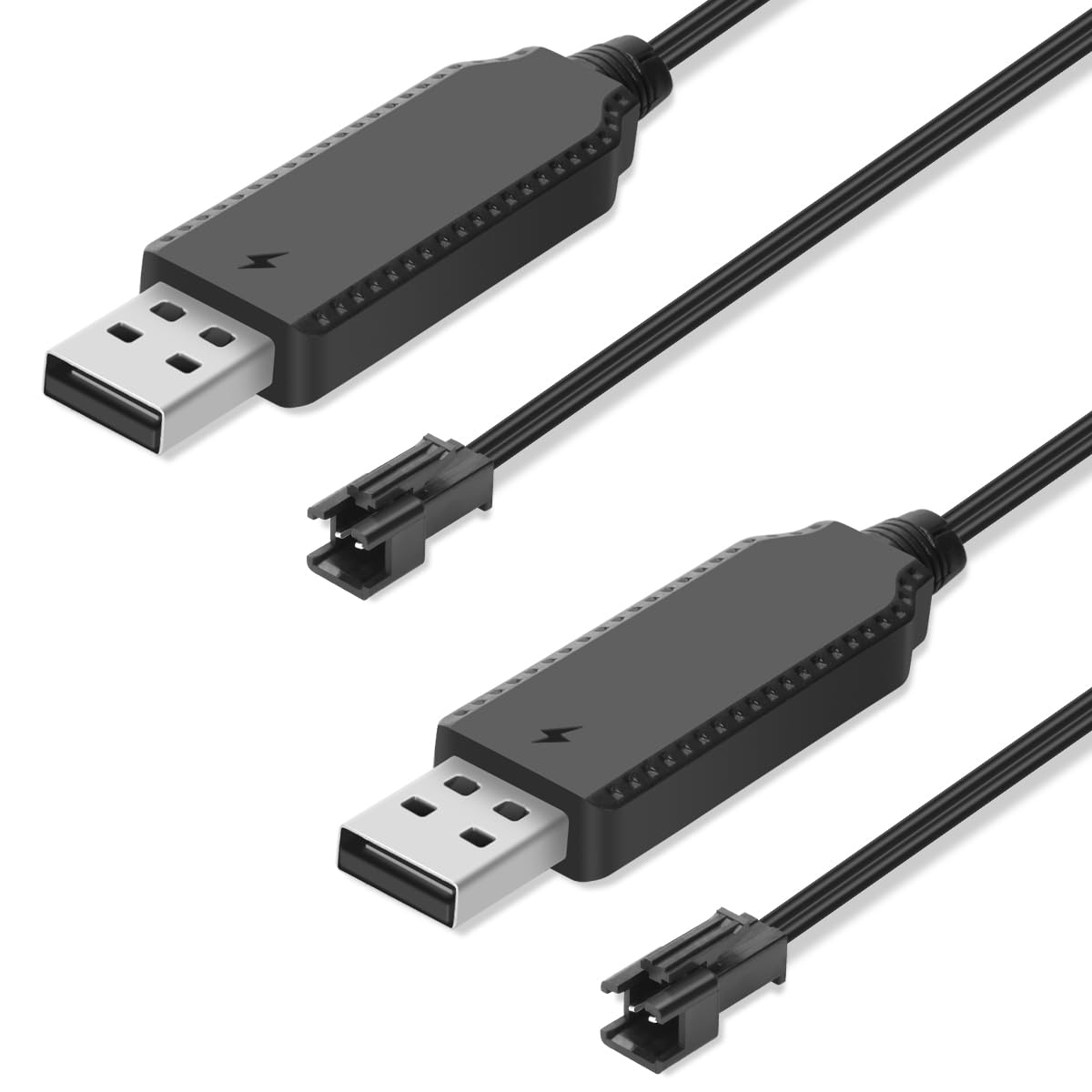 Lenink Battery Charger for Bubble Gun, 3.7V SM-2P Cable, 2 Pack USB Charger Compatible with Bubble Gun Rocket, Bazooka Bubble Gun, Splatrball Gun