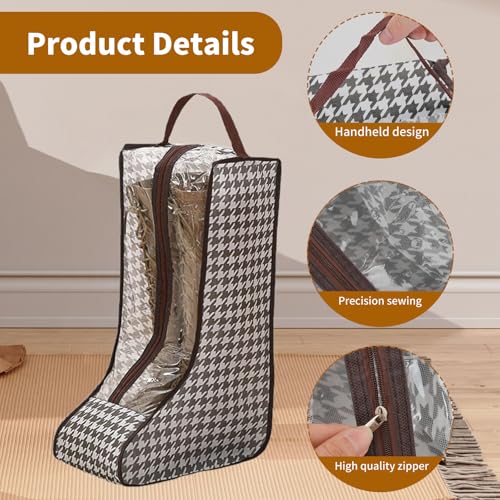 3 Pack Portable Boots Storage Bags, Waterproof and Dustproof Shoe Protector Bag for Travel,Transparent Boot Cover Organizer with Handles for Men and Women (Long Style)3