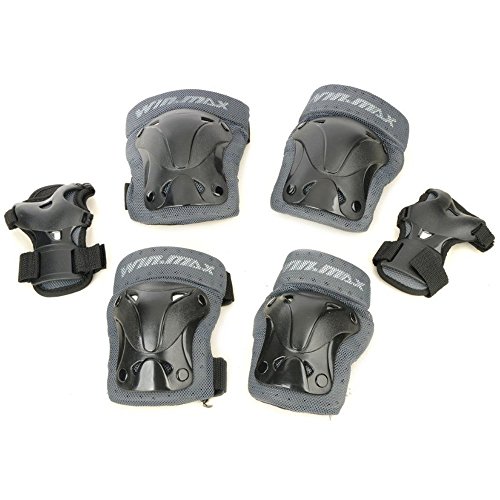 Kit Proteção Patins E Skate Winmax - Joelheiras Cotoveleiras E Protetores Para O Pulso - Preto