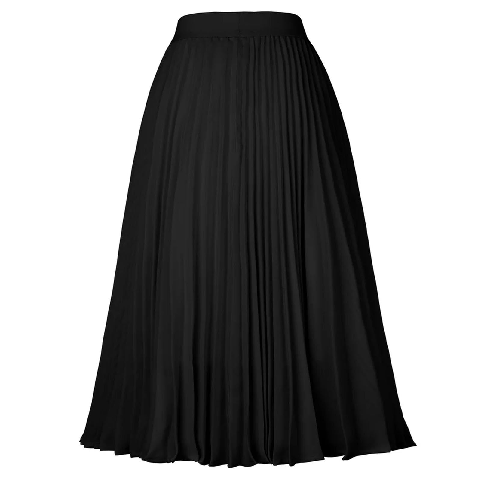 Gonna Midi in Maglia a Costine a Trapezio Svasata a Pieghe a Vita Alta da Donna Gonna Longuette con Vita Elasticizzata al Ginocchio da Donna-Verde nerastro-S