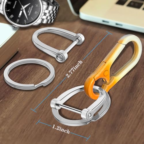 Image of Zinc Alloy Key Chain 3 Packs Keychain Keyring Organizer Key Ring Holder Clip for Men and Women (OrangeWhite), Small