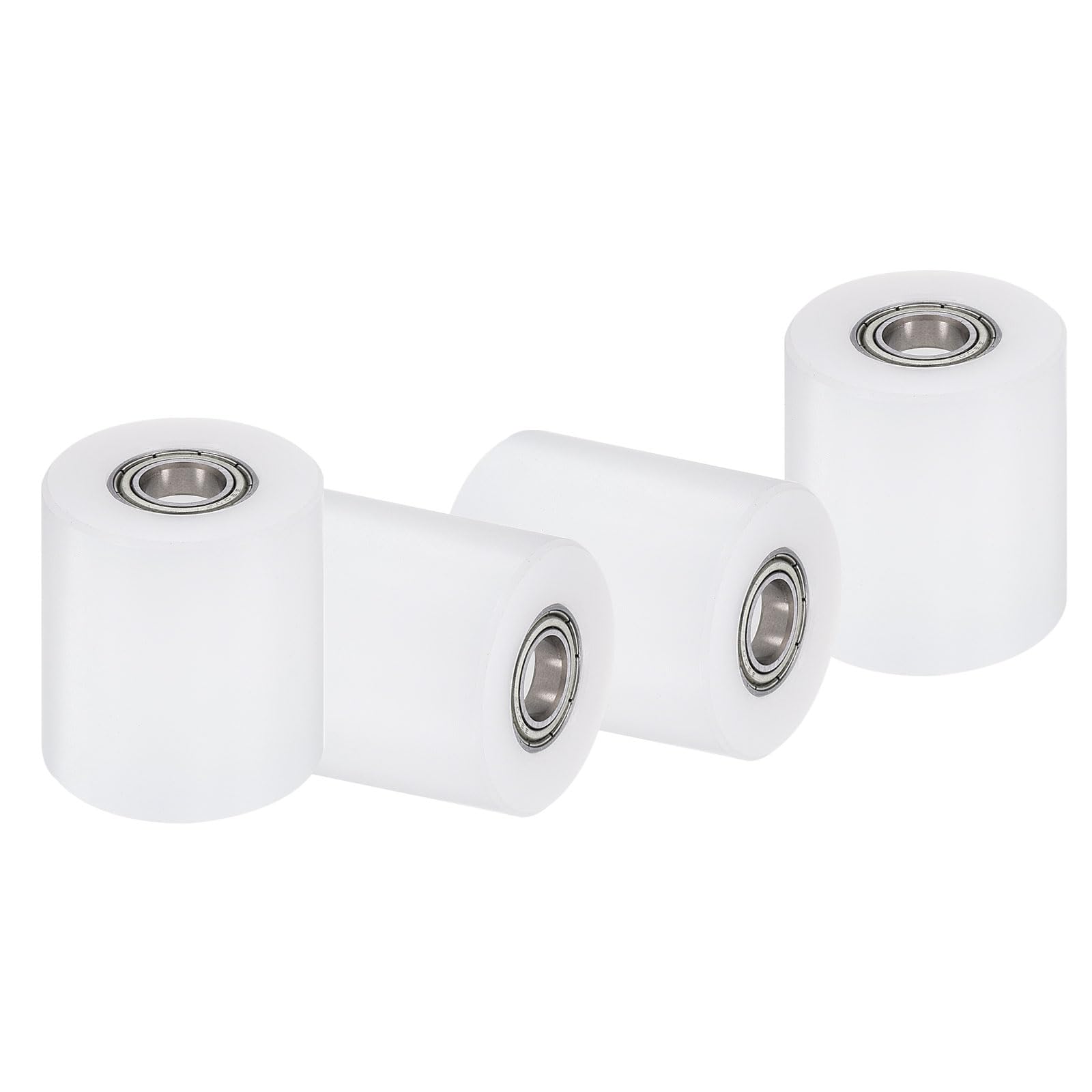 QUARKZMAN 4 Piezas Rueda Guía De Nylon Con Rodamientos 10 X 35 X 40mm (DI X DE X L) Polea Para Correa Plana CNC Polea De Nylon (Blanco)