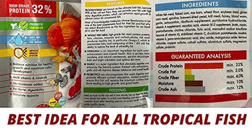 A.d.p. Fish Booster Bloodworm Honey 100 G. Goldfish Food & All Tropical Fish Food Small Floating Pellet Grow Faster & Color Enhancing High Protein 32% Aquarium Baby Fish Newborn Fry Fish Feed Care #TOP4
