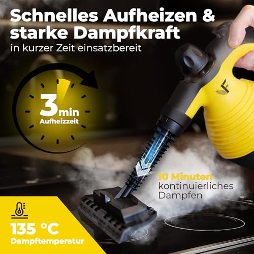 Neighbour’s Friend® Dampfreiniger Neues Modell – Leistungsstarker Hand Steam Cleaner, 3,5 Bar Druck, 4m Kabel, 350ml Tank I Handdampfreiniger für Auto, Werkstatt, Haushalt & Fensterreinigung