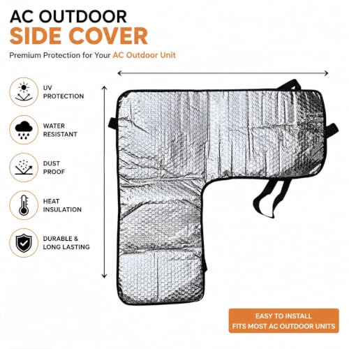 Image of Kalka Traders Split AC Cover for L Shape Outdoor Unit, Heat-Insulated, Weather-Resistant Protection, Extend Lifespan, Boost Energy Efficiency