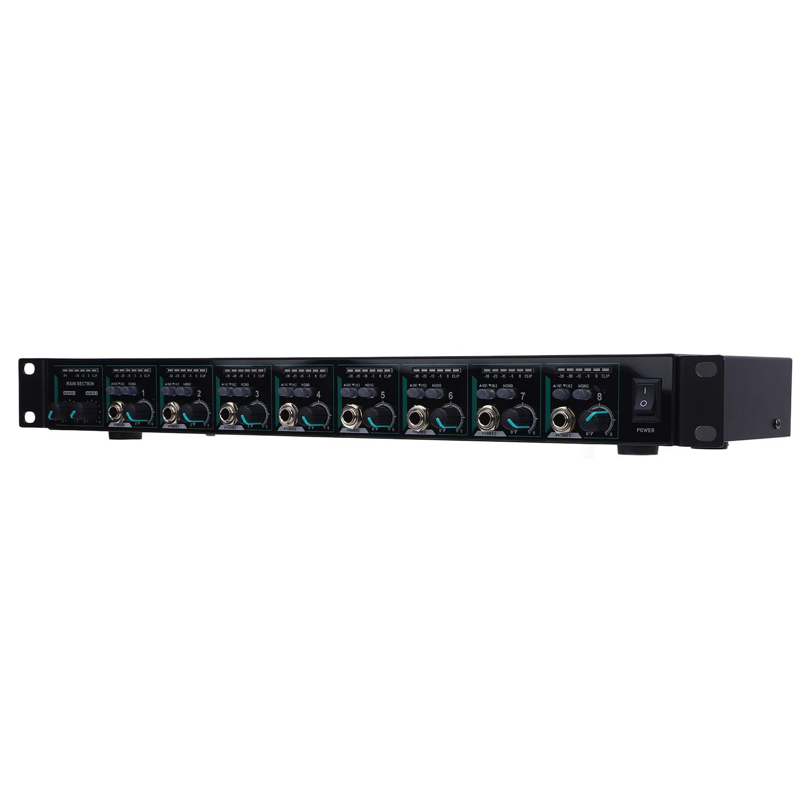 Generic Wzmacniacz Ucha Stereo, Szybka Regulacja Regulacji 8 Kanału dla Słuchawek dla Niezależnego Bezpośredniego Wejścia dla 1/4 1/8 Cala do Badania Słuchawek (wtyczka UE)
