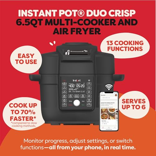 Image of Instant Pot 6.5 Quart Duo Crisp Ultimate Lid with WIFI, 13-in-1 Air Fryer and Pressure Cooker Combo, Saute, Slow Cook, Bake, Steam, Warm, Roast, Dehydrate, Sous Vide, & More, Includes App with Recipes