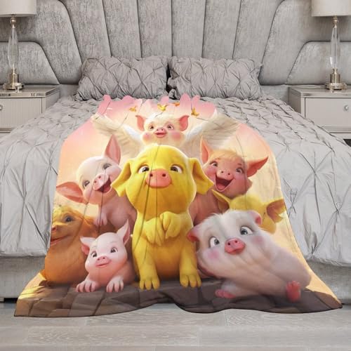 Couverture cochon mignon douce pour canapé lit facile à laver - 8