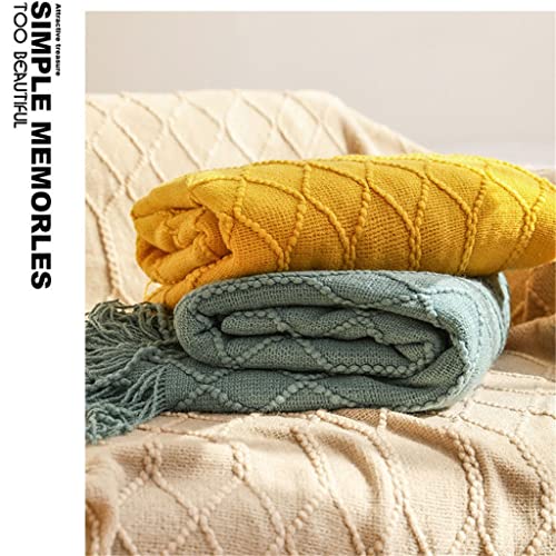 Couverture tricotée pour canapé plaid argenté à franges - 7
