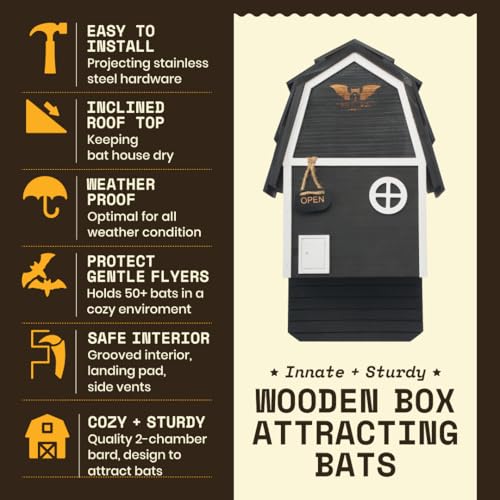 Image of WildYard Big Bat Barn Junior - 2 Chamber, Black, Up to 50 Bats, Preassembled