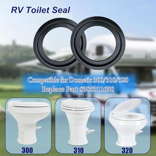 Image of LiXiongBao 3 Pack RV Toilet Seal,Rubber Toilet Flush Ball Seal Gaskets Kit Replacement for Dometic 300 /310 /320 Compare to Part 385311658,Sealed and Leakage(Black)