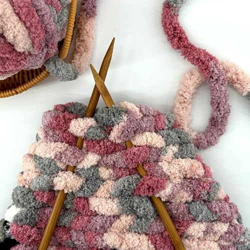Image of 8 Jumbo Packs Chunky Chenille Yarn for Crocheting, 31.7 yds, 8 oz Each Skein Bulky Thick Fluffy Yarn for Knitting, Super Bulky Chunky for Hand Knitting Blanket, Soft Plush Yarn - Cherry Blossom